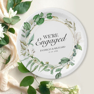 Prato De Papel Estamos Engajados Vegetação Geométrica Noivado