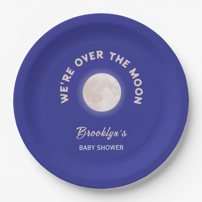 Prato De Papel Estamos sobre a diversão do Chá de fraldas da Lua  (Frente)