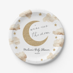 Prato De Papel Estamos Sobre a Lua Boho Celestial Chás de Bebê