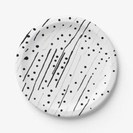 Prato De Papel Estampas ou bolinhas pretas, brancas, de cinza