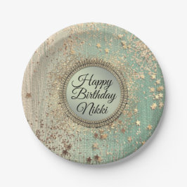 Prato De Papel Esteira brilhante personalizada de aniversário ver