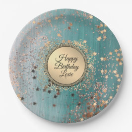 Prato De Papel Esteira de Stardust em Blue Teal