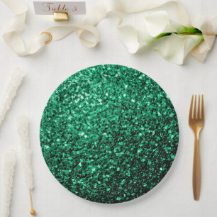 Prato De Papel Estilhador de brilho verde-esmeralda