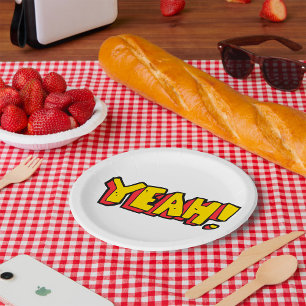 Prato De Papel Estilo de banda desenhada Sim Texto Gráfico em Ama