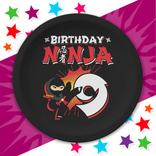Prato De Papel Estilo de Livro de 9 Anos Ninja 9º Aniversário