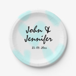 Prato De Papel estilo de texto minimal simples branco casamento c