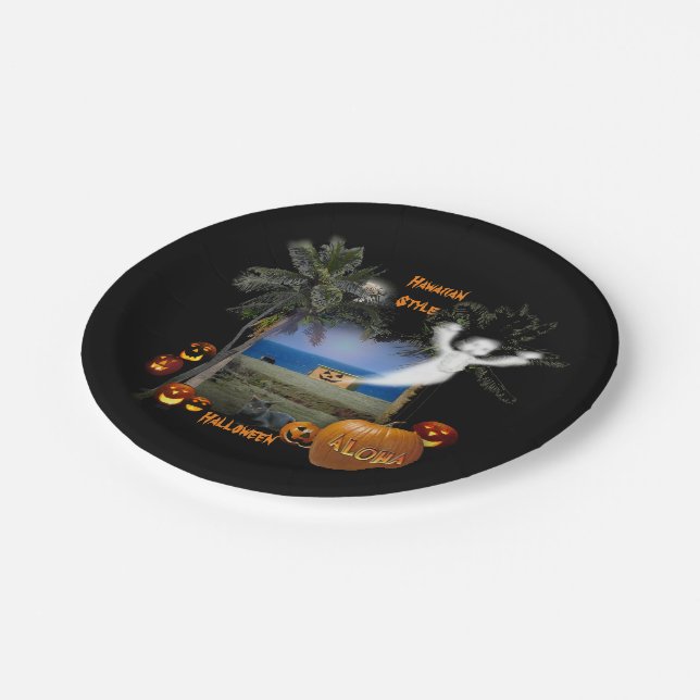 Prato De Papel Estilo Havaiano Halloween (Inclinado)