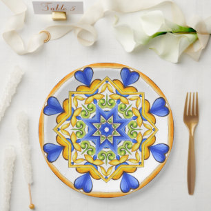 Prato De Papel Estilo italiano,azulejos,majolica Impressão de tud