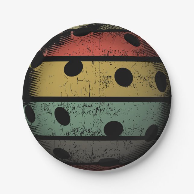 Prato De Papel Estilo retro arte afligida de Pickleball (Frente)