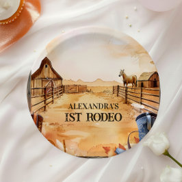 Prato De Papel Estilo Rodeio de Cowboy Rústico para 1º Aniversári