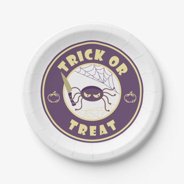 Prato De Papel Estilo Starbucks para a aranha do halloween (Frente)