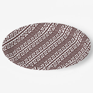 Prato De Papel Estilo tradicional africano Padrão castanho sem c
