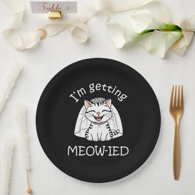 Prato De Papel Estou Me Meow-indo! (Casamento)