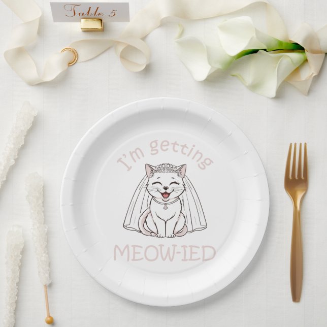 Prato De Papel Estou Meow-indo! (Casamento)