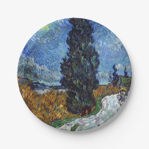 Prato De Papel Estrada Com Ciprestes Impressionismo Van Gogh