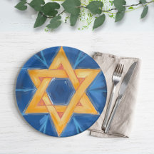 Estrela de David Hanukkah Azul Aquarela