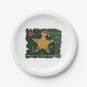 Prato De Papel Estrela de pão de Natal feliz 