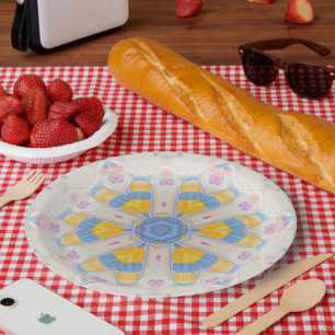 Prato De Papel Estrela Pastel Doce Rosa Amarelo Azul Coração