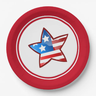 Prato De Papel Estrela Patriótica do Partido 4 de julho