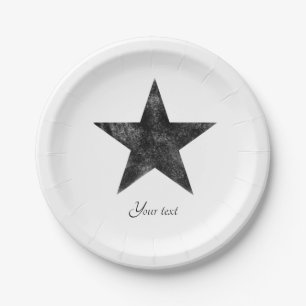 Prato De Papel Estrela preta rústica personalizada