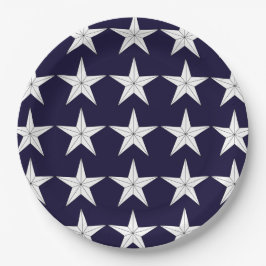 Prato De Papel Estrelas Brancas Patriotas sobre a Prata de Papel 