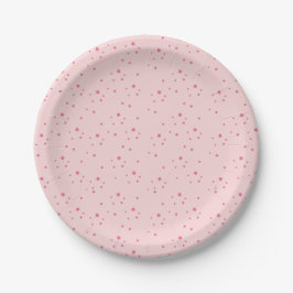 Prato De Papel Estrelas cintilantes rosa para aniversário de cria