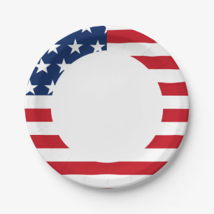 Prato De Papel Estrelas de Bandeira Americanas e Stripes Patrióti