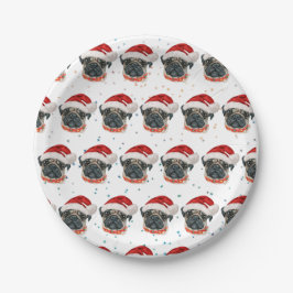 Prato De Papel Estrelas de Natal de Pug Dog Breed