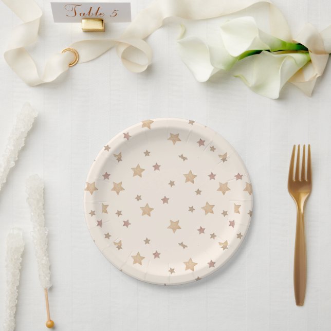 Prato De Papel Estrelas Douradas (Casamento)