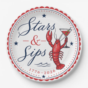 Prato De Papel Estrelas & Drinks Quatro de Julho América 250º