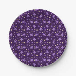 Prato De Papel Estrelas Roxas Violet Starry Night Party