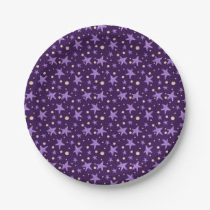 Prato De Papel Estrelas Roxas Violet Starry Night Party