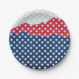 Prato De Papel Estrelas Vermelhas, Brancas e Azuis (EUA) (Estados