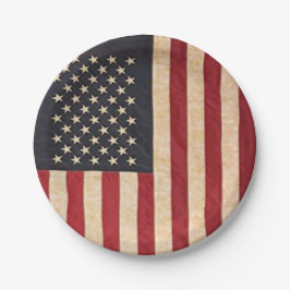 Prato De Papel Estrelas Vintage e Stripes Atingidas Bandeira Amer