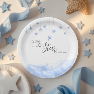 Prato De Papel Estrelinha Estrelinha Menino Azul Churrasco de Beb