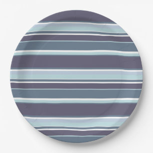 Prato De Papel Estrias de cinza azul