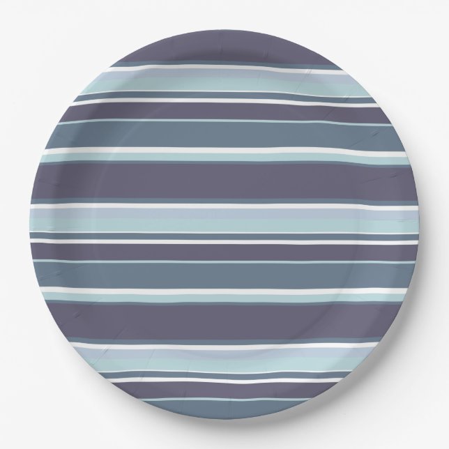 Prato De Papel Estrias de cinza azul (Frente)