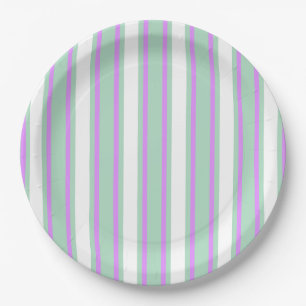 Prato De Papel Estrias de doces mint e lilac