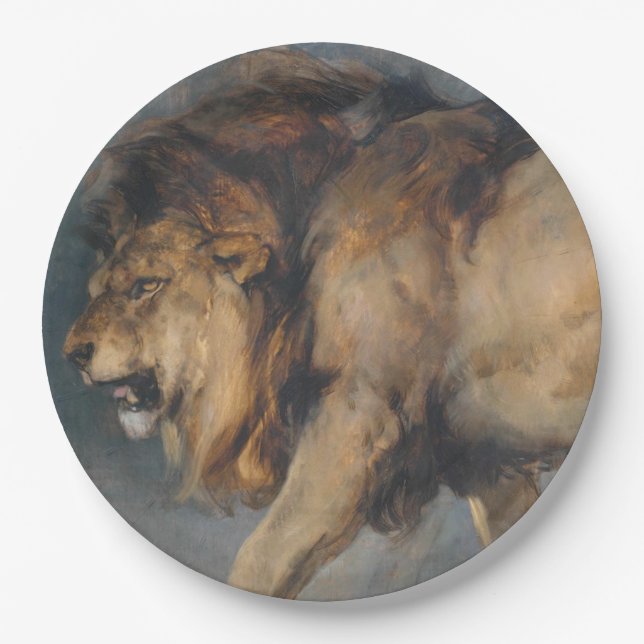 Prato De Papel Estudo de um Leão (por Edwin Henry Landseer) (Frente)