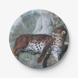 Prato De Papel Estudo de um Leopardo (por Jean-Baptiste Oudry)