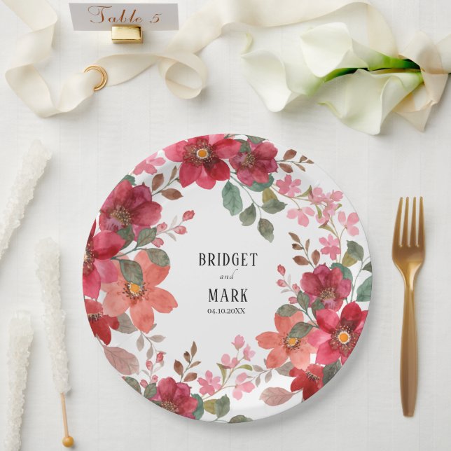 Prato De Papel Eterno Red Wedding (Casamento)