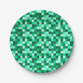 Prato De Papel Etiqueta de Presente Pixels Verdes, Impressão Insp