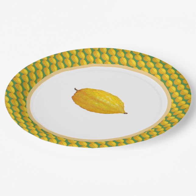 Prato De Papel Etrogs para Sukkot (Inclinado)