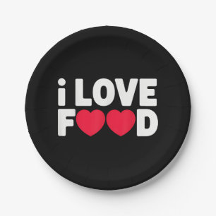 Prato De Papel Eu adoro Comida Engraçado Presente de Foodie para 