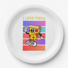 Prato De Papel Eu adoro pizza.