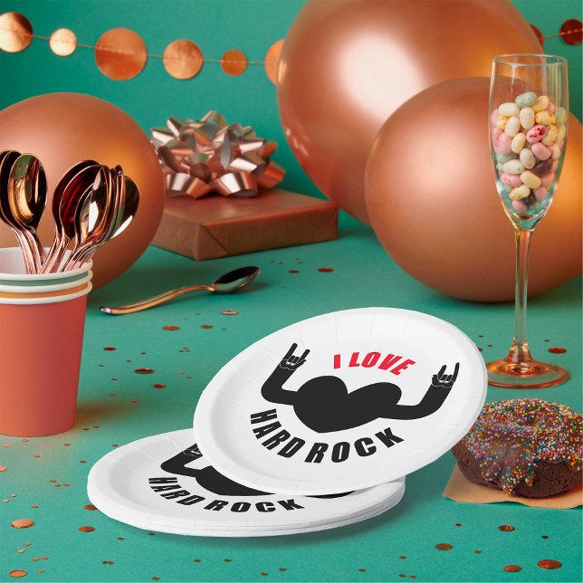 Prato De Papel Eu Adoro Rock Duro (Criador carregado)