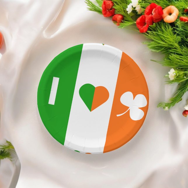 Prato De Papel Eu amo a Irlanda (Irish Festival event,birthday,wedding,baby shower,special occasion event paper plate party supplies)
