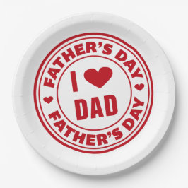 Prato De Papel Eu amo a placa de papel feliz do dia dos pais | do