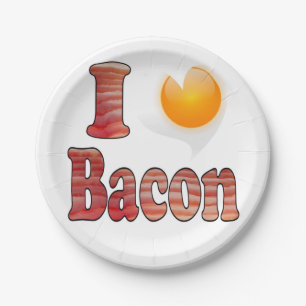 Prato de Papel Eu Amo Bacon