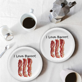 Prato De Papel Eu Amo Bacon